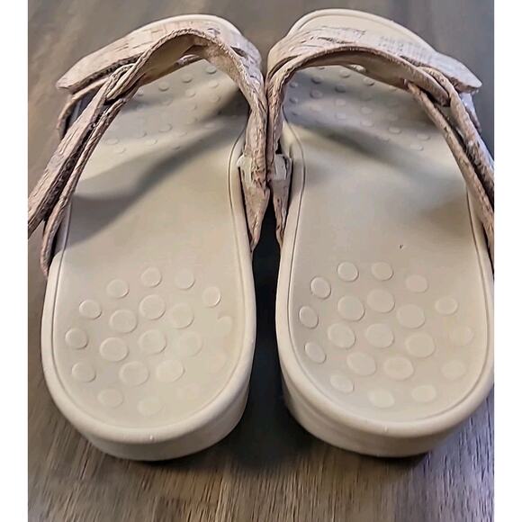 Vionic Kyla Platform Slide Sandals Gold Cork Women’s 7W Adjustable GUC - Picture 9 of 12
